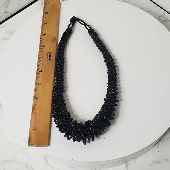 Black SEED BEAD Elaborate Beaded Necklace - Picture 9 of 9